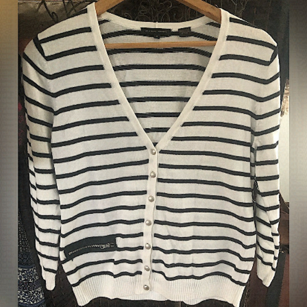 JEAN PIERRE 100% cotton striped black & white sweater